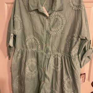 MARISIMA ITALY CHENILLE ACCENT COUNTRY DRESS/SHIRT ONE SIZE 50X39